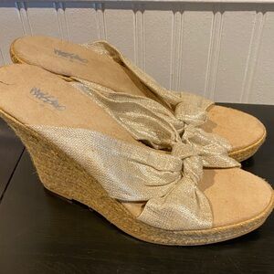Mossimo Supply Co. Metallic Gold Knot Wedge Sandals